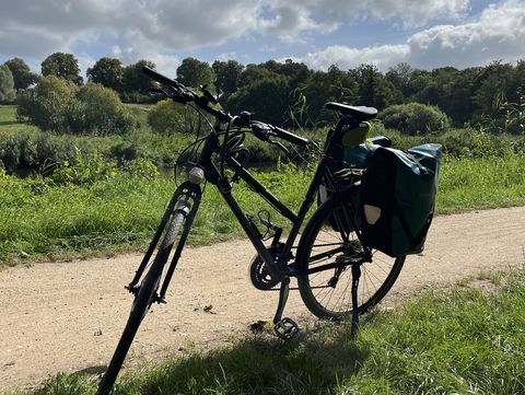 Fahrrad mit Gepäcktaschen 